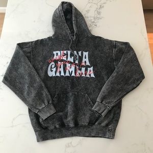 Delta Gamma Sweatshirt Hooded Drawstring Long Sleeve Grey Wish You Were Here